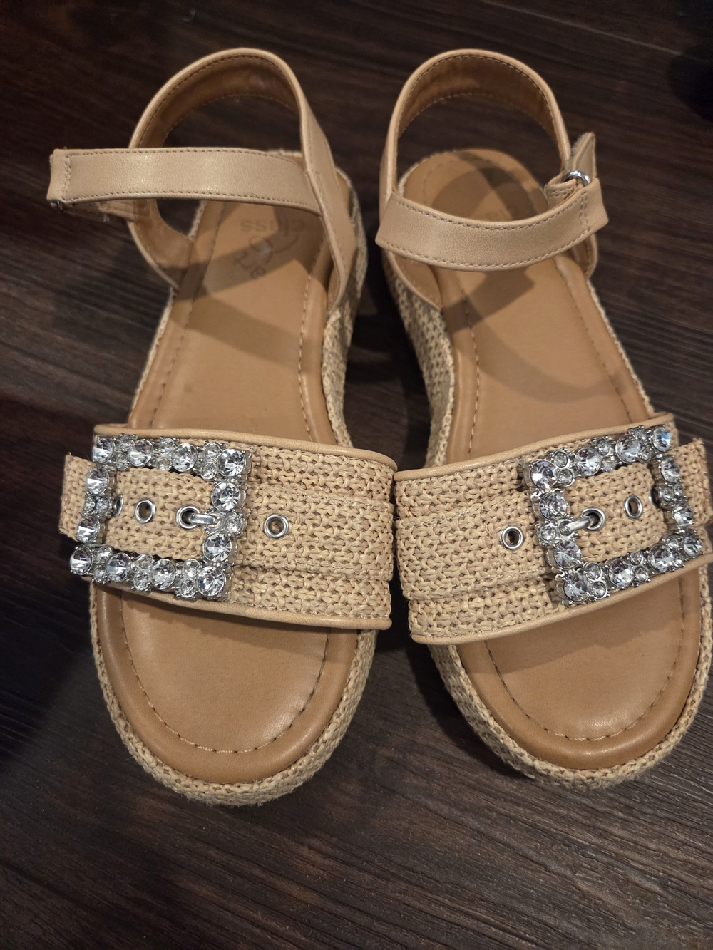 Art Class Girls Sandals Crystal Buckle Tan Sandals